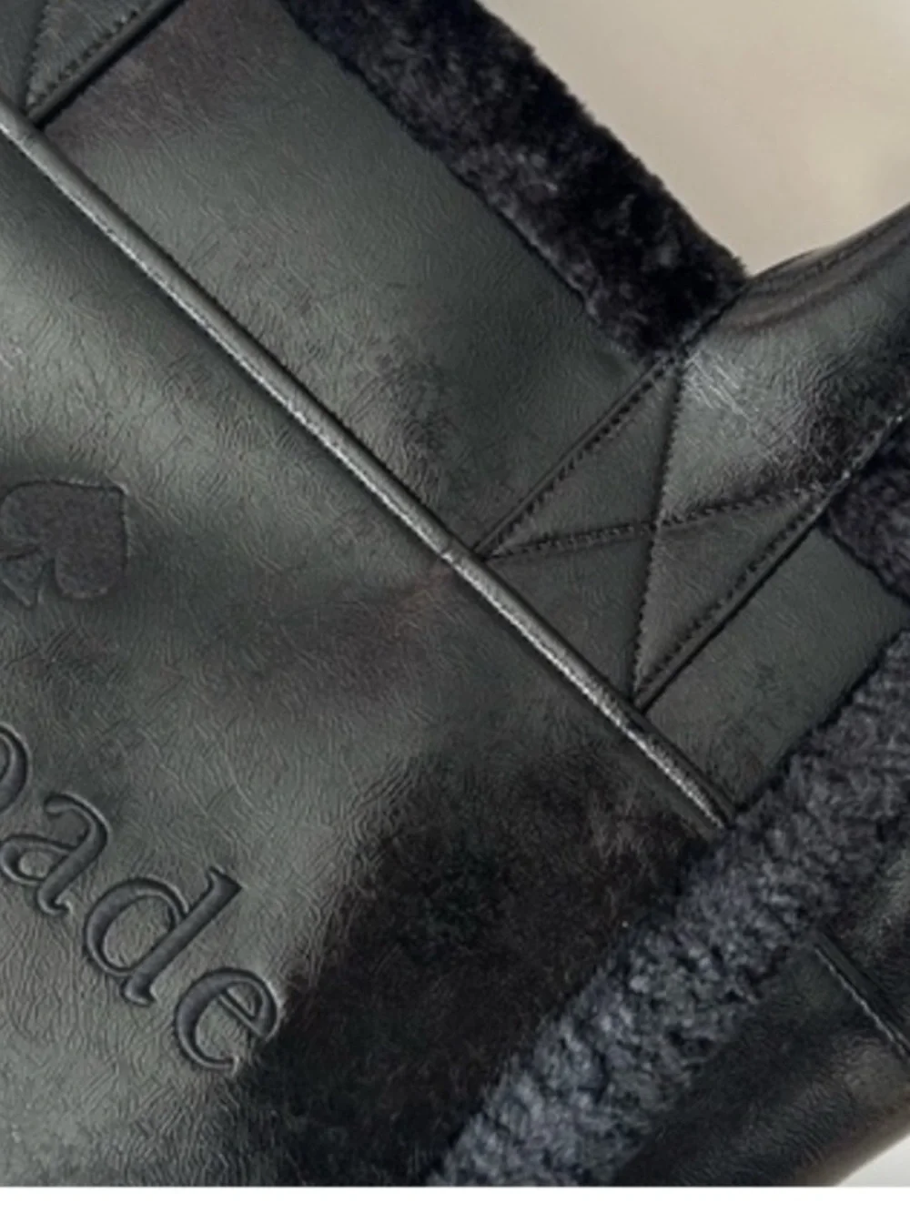 Kate Spade Jett Faux Sherling Tote Bag Black - Used 1 time